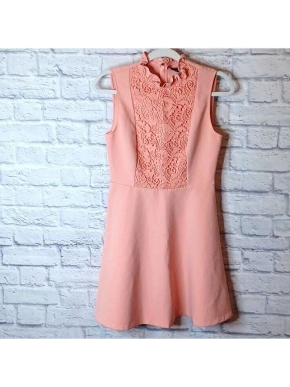 Zara Women's Pink Mini Dress Skater Lace Fit & Flare Romantic Coquette Medium